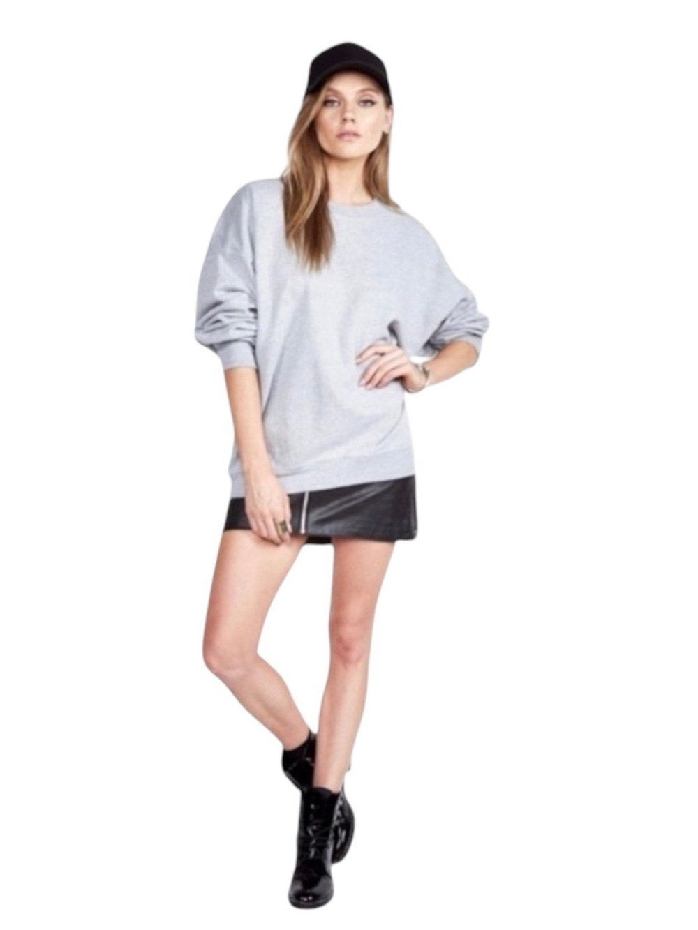 new Michael Lauren ✶ Baggy Boyfriend Oversize Pullover Sweatshirt ✶ Heather Grey - Picture 5 of 16